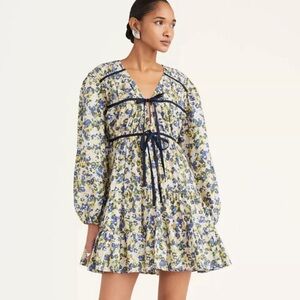 {Merlette} Lasse Floral Cotton Tiered Mini Dress, Size S